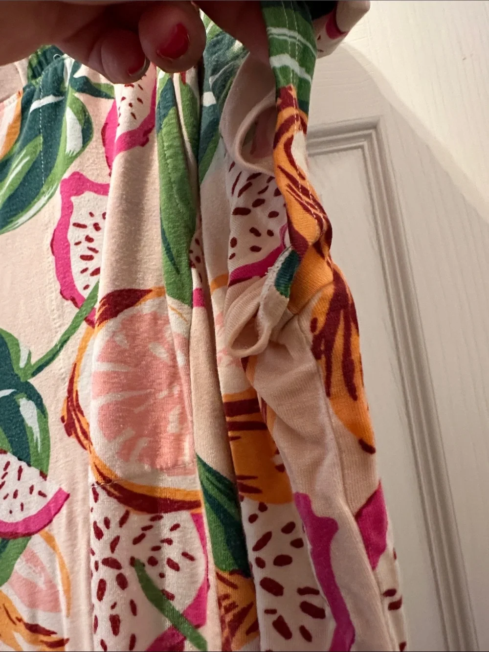 Soma Cream Pink Tropical Fruit Short Sleeve Pajama Set